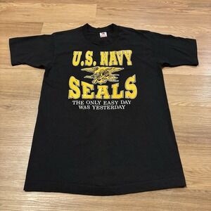 Vintage US Navy‎ Seals T-Shirt Men's Medium Black Single Stitch Tee Made In USA